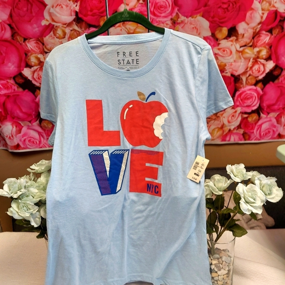 Free State Womens Love Big Apple T-Shirt Size X-Large NWT